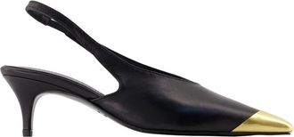 Anine Bing Schoenen, Dames, Zwart, 38 EU, Leer, Nelly Slingbacks met Metalen Neus