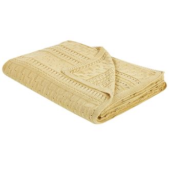 Beliani Beliani - Colcha Decorativa Ropa De Cama Algod&oacute;n 150 X 200 Cm Amarillo Daulet