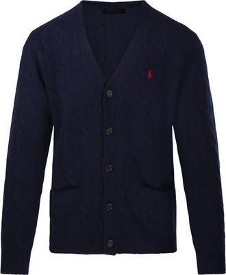 Ralph Lauren Kabelgebreide Wol-Cashmere Vest - Heren - Vesten - Blauw - L - Wol - Truien & Vesten