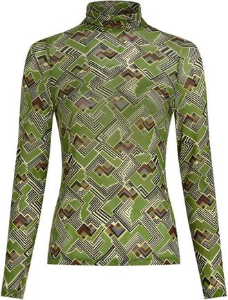 King Louie Rollneck Top Leia Mesh - Dames - Tops - Groen - Maat: XL