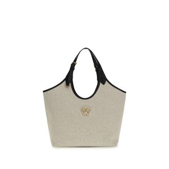 Versace Beige Cotton Shoulder Womens Bag