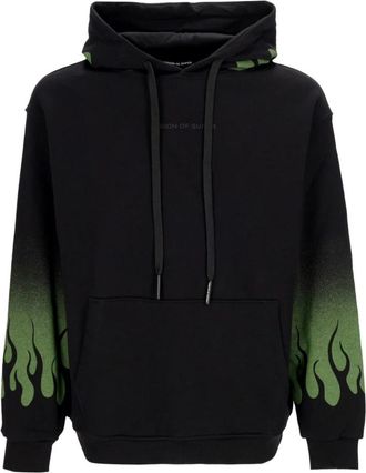 Vision Of Super Flames Hoodie Zwart/Groen - Heren - Hoodies - Zwart - L - Katoen - Hoodies & sweatvesten