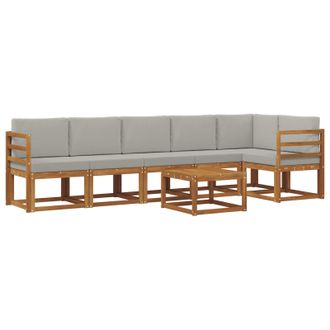 vidaXL Conjunto De Sof&aacute;s De Exterior 7 Pcs Gris Natural Y Claro Vidaxl