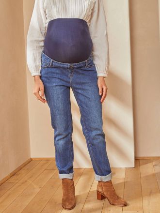 Vertbaudet Umstands-Jeans mit Stretch-Einsatz, Mom-Fit, Bundweite verstellbar blue stone