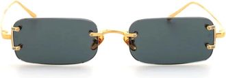 Linda Farrow Rechthoekige zonnebril- geel goud/groene lens - Dames - Zonnebrillen - Geel - 58 MM - Accessoires