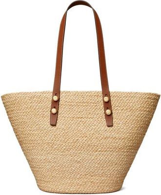 Tory Burch Large Romy Straw Basket Tote Bag in Natural at Nordstrom