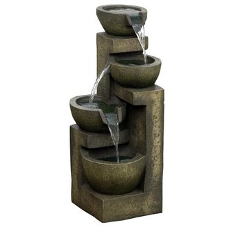 OUTSUNNY Fuente De Jard&iacute;n 5w Fuente De Agua En Cascada De 4 Niveles Con Bomba De Agua Y Salida De Agua Ajustable Para Decoraci&oacute;n Patio 25x24x60 Cm