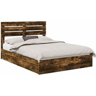 vidaXL Storage Bed with Drawer Smoked Oak 160 x 200 cm Engineered Wood vidaXL