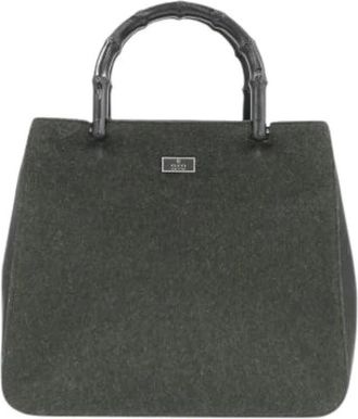 Gucci Pre-owned Handbags, female, Green, Size: ONE SIZE Pre-owned Felt Leather Shoulder Bag
