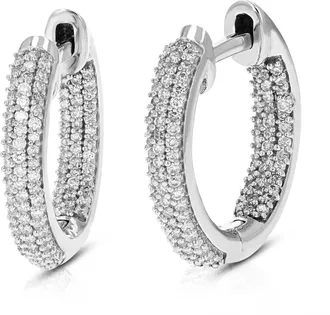 Vir Jewels 3/8 cttw Lab Grown Diamond Hoops Earrings in Sterling Silver With Hidden Post For Women