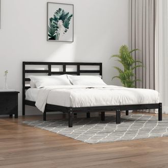 Berkfield Home Bed Frame Black Solid Wood 200x200 cm