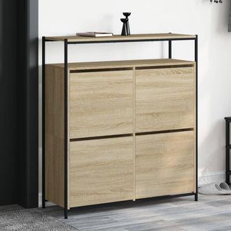 vidaXL Vidaxl - Mueble Zapatero 4 Cajones Abatibles Roble Sonoma 100x34x112 Cm