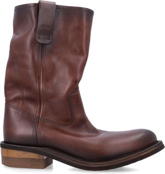 Miu Miu Dark Brown Logo Boots