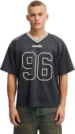 Cotton On Mens Football Jersey in Washed Black Ninety-Six at Nordstrom, Size X-Large