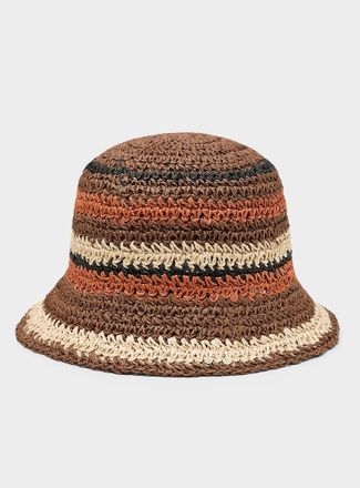 Le 31 Mens Paper straw striped bucket hat