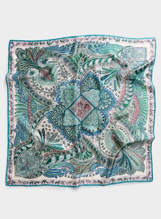 Simons Womens Pure silk pastel paisley scarf