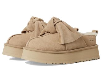 UGG Platform Slip-on Bow Womens Slippers Sand : 8 B - Medium, Suede