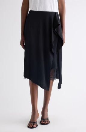 Acne Studios Inouka Layered Satin & Lace Skirt in Black at Nordstrom, Size 10 Us