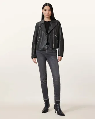 AllSaints Dalby Slim Fit Leather Biker Jacket