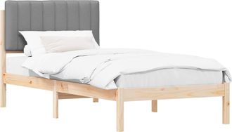 vidaXL Estructura De Cama Con Cabecera Tapizada Gris Natural Y Claro Vidaxl