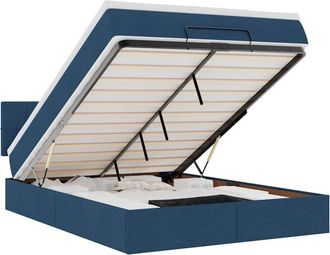 vidaXL Estructura De Cama Otomana Colch&oacute;n Tela Azul Pardo 140x200cm Vidaxl