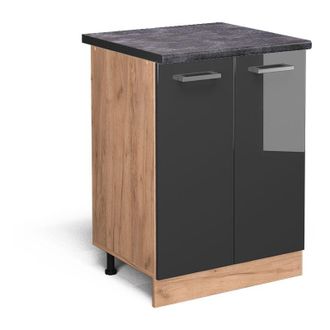 Vicco Mueble Bajo De Cocina R-line, Antracita Alto Brillo, 60 Cm, Et Antracita