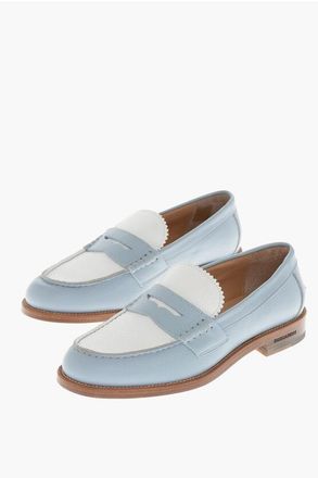 Dsquared2 Two-Tone Hammered Leather Penny Loafers size 45