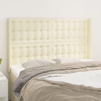 vidaXL Cabecero Con Orejas Cuero Sint&eacute;tico Crema 147x16x118/128cm Vidaxl