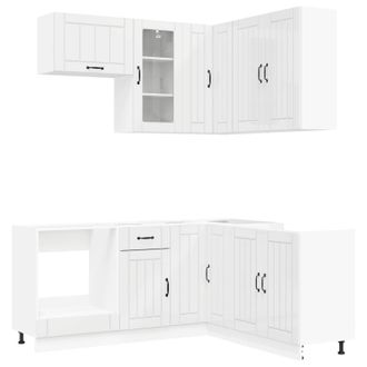 vidaXL Unidad De Cocina Lucca 8 Uds. Blanco Brillante Vidaxl