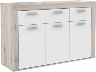 Home Heavenly Home Heavenly - Aparador Paulo, De 3 Cajones Y 3 Puertas. 136x88x41 Cm. Mueble Almacenaje De Dise&ntilde;o N&oacute;rdico. Color: Roble Beige - Blanco