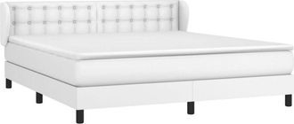 vidaXL Cama Box Spring Con Colch&oacute;n Cuero Sint&eacute;tico Blanco 160x200 Cm Vidaxl