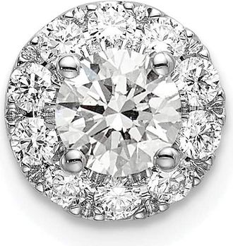 Diamond2Deal 14K White Gold Lab Grown Diamond Round Halo Pendant (0.75ct, VS, G-H)