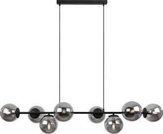 OEM L&aacute;mpara Colgante Siena Negra 8 Planas Pantalla Grafito E14