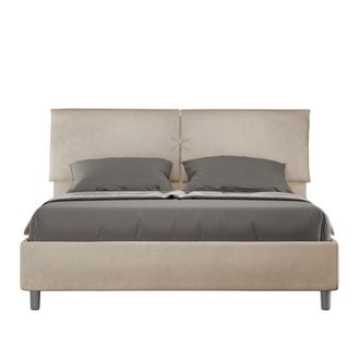 ITYhome Letto Matrimoniale Rivestito In Microfibra - Mados - Tipologia Letto: Alzata Doppia - Dimensione Rete: 160x210 - Colore: Sabbia