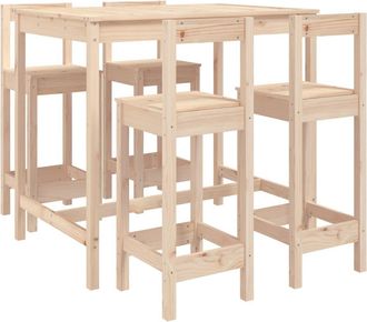 vidaXL Mesa Y Taburetes Altos Jard&iacute;n 5 Piezas Madera Maciza De Pino Vidaxl