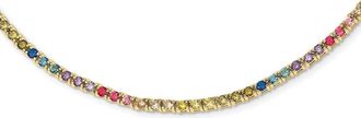 Diamond2Deal Sterling Silver 14K Gold-plated 3mm Colorful Cubic Zirconia Necklace 18