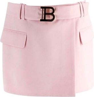 Balmain Pink Belted Mini Skirt Size M