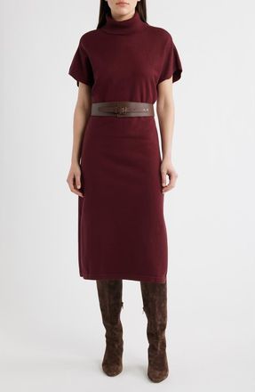 Eliza J Turtleneck Midi Sweater Dress in Burgundy at Nordstrom, Size Xx-Large