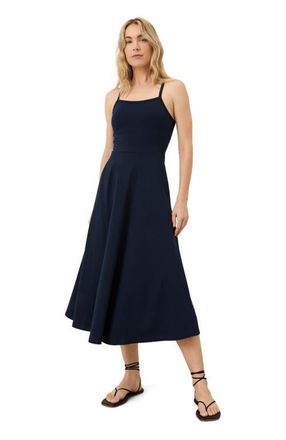 Pact Fit & Flare Midi Dress Made With Organic Cotton in Navy at Nordstrom, Size Xx-Large P