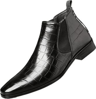 Generic Mens Chelsea Dress Boots Comfortable Leather Slip on Ankle Boots for Casual & Formal Occasions,Black,11.5 UK