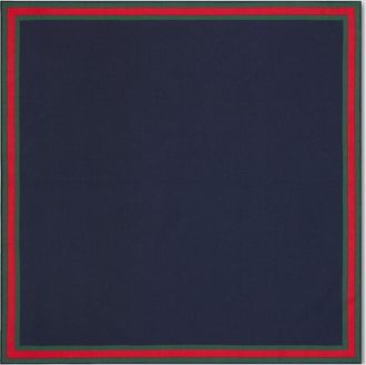 Gucci Cotton Silk Pocket Square With Web, Blue, Fabric