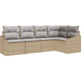 vidaXL Vidaxl - Conjunto De Comedor De Jard&iacute;n Con Coj&iacute;n 5 Pcs Beige, Gris Claro