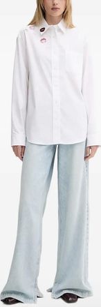 Miss Sixty lips-print sequin-embellished shirt - White