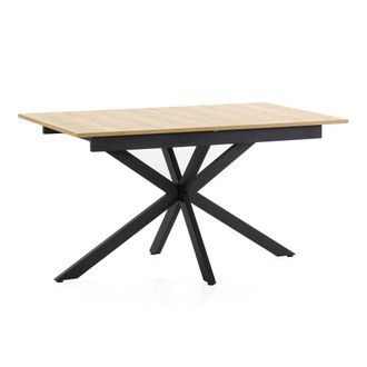 HOMN Mesa de comedor extensible color roble, 140-180 cm