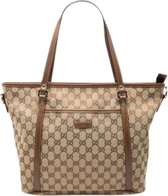 Gucci Pre-owned Tote Bags, female, Beige, Size: ONE SIZE Pre-owned Vintage Canvas Tote Bag