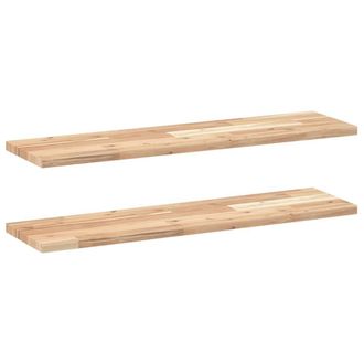 Berkfield Home Floating Shelves 2 pcs 80x20x2 cm Untreated Solid Wood Acacia in Brown | Size: 80 x 20 x 2 cm