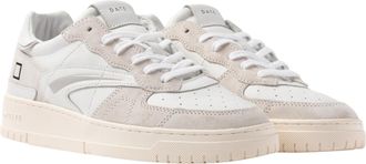 D.A.T.E. White Torneo Pure Basic Leather Sneakers