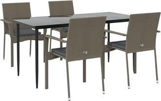 vidaXL Vidaxl - Set Comedor Jard&iacute;n 5 Pzas Y Cojines Rat&aacute;n Sint&eacute;tico Negro Gris