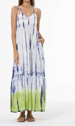 Young Fabulous & Broke Patio Poplin Dress In Dusk Navy Bamboo Dip Wash