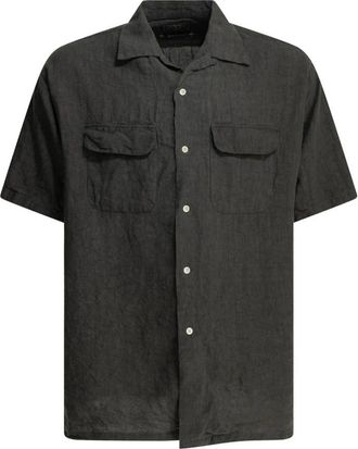 Beams Plus Short Sleeve Camp Collar Work Shirt - Heren - Korte mouwen Overhemden - Bruin - L - Linnen - Overhemden